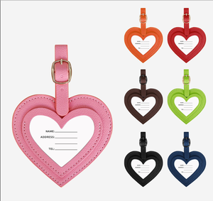 Etiquetas de Equipaje Personalizadas con Logotipo en Forma de Corazón, Etiquetas de Cuero PU para Maletas, Recuerdo de Boda - Product Image 1