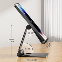 Toptan Taşınabilir Çift Şaftlı Alüminyum Telefon Tutucu Masaüstü Cep Telefonu Standı iPhone Tablet için Katlanabilir Metal Cep Telefonu Standı