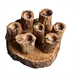 Wooden Tea Light <b>Holder</b> Set Round Stackable Eco Friendly Home Decoration - Product Image 4