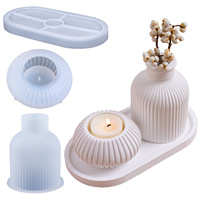 Moule en Silicone Bricolage pour Pot de Cire Rayé Vase Plateau Style Européen Simple Ornement en Plâtre Fabrication Dropshipping Transfrontalier Jetable