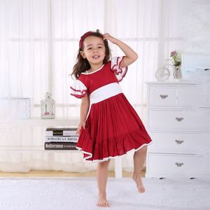 Robe de bébé fille en viscose rouge et blanche en gros pour les filles de 2 à 14 ans, robe de Noël pour enfants - Product Image 2