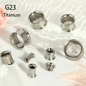 G23titanium Đồng hồ đo tai đường hầm đôi loe thịt cắm Bông tai cấy ghép y tế phẫu thuật thép bên ngoài cắm xuyên đồ trang sức - Product Image 4