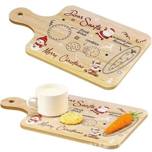 Wooden Christmas Cookie Tray With Handle Rectangle <b>Rustic</b> Design For Dining <b>Table</b> Holiday Decor Single Piece Package - Product Image 5