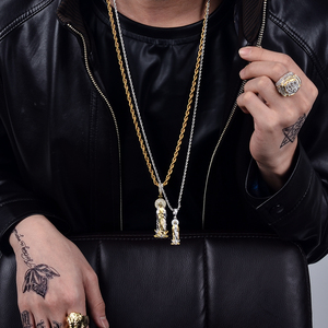 Joyerí<span class=keywords><strong>a</strong></span> Hip Hop, Colgante <span class=keywords><strong>de</strong></span> Cruz Religiosa <span class=keywords><strong>de</strong></span> Jesús, <span class=keywords><strong>Virgen</strong></span> Marí<span class=keywords><strong>a</strong></span> <span class=keywords><strong>de</strong></span> <span class=keywords><strong>Guadalupe</strong></span>, Chapado en Oro con Circones, Estilo Moderno - Product Image 2