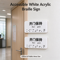 Plaque d'identification tactile en braille en acrylique blanc, points braille en relief, texte personnalisable, taille sur mesure, multi-scènes