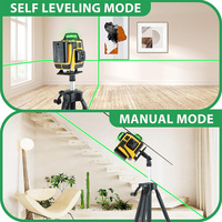 Niveau laser industriel 16 lignes 360° auto-nivelant avec trépied, outil de nivellement 4D, lumière verte, batterie Li-Ion, DC 18V, précision 1mm