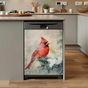 Housse magnétique pour réfrigérateur Winter Cabin Red Cardinals Holly Berry, décoration de Noël pour cuisine, aimant pour lave-vaisselle - Product Image 4