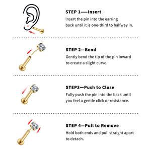 Правый Гранд ASTM F136, титановая 18 г/16 г, бесрезьбовая булавка, лабреет-шпилька, CZ, хрящевая серьга, спираль, носовая Шпилька, пирсинг - Product Image 4