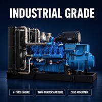 Industrieller Dieselgenerator, wassergekühlt, V-Typ, turbogeladen, Hochleistungs-Skid-Frame, direkt gekoppelt für Notstromversorgung