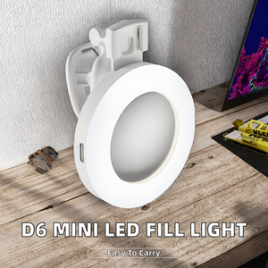 Luz de Relleno LED Circular Portátil Mini <span class=keywords><strong>Moonlight</strong></span> con Espejo para Fotografía Móvil D6, Transmisión en Vivo y Belleza, con Clip - Product Image 2