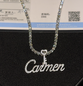 Şık <span class=keywords><strong>10K</strong></span> katı beyaz altın özel ad ilk mektup kolye kolye 6.66G Natural ct VS doğal elmas kolye - Product Image 2