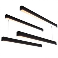 Suspension linéaire LED en aluminium noir de 1,2 m, 50W/40W/30W, connectable, température de couleur 3000K-5000K, dimmable 0-10V, garantie 5 ans, pour bureau