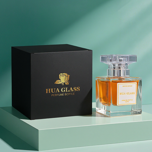 زجاجات عطور فاخرة فارغة بالجملة، زجاجة عطر مربعة شفافة بسعة 30 مل و50 مل و100 مل مع علبة هدايا وغطاء - Product Image 5