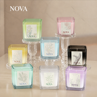 Ensemble cadeau de bougies parfumées aromatiques en cire de soja biologique personnalisées avec logo et emballage NOVA, dans un bocal en verre, pour la fragrance de la maison