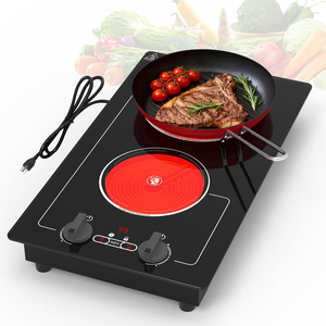 Placa de Cocina Eléctrica Integrada de 2100W, 2 Quemadores, Panel de Vitrocerámica, Control Táctil con Perillas, Pantalla LCD, 9 Niveles de Potencia, Bloqueo <span class=keywords><strong>para</strong></span> Niños, Protección Contra Sobrecalentamiento - Product Image 1