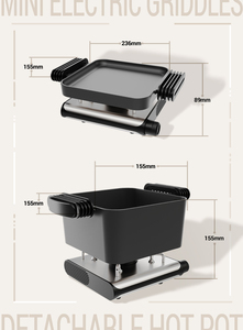 Portable <strong>Electric</strong> Skillet and Griddle Combo Indoor Cooking <strong>Electric</strong> <strong>Hot</strong> Pot Frying <strong>Pan</strong> <strong>Electric</strong> Grill <strong>Pan</strong> - Product Image 6
