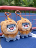 Offre Spéciale Porte-clés requin lion mignon de 4 pouces Animal en peluche en coton moelleux pour machines à griffes Adorable stock en peluche avec griffes acérées