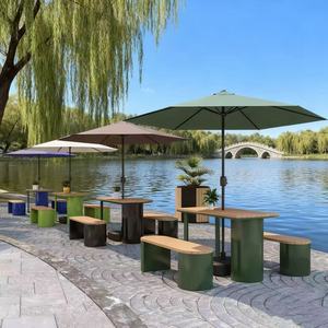 Set Tavolo e Sedie in Acciaio Inox e Ardesia Naturale per Esterni, Moderno e Resistente, Finitura Resistente alle Intemperie per Ristoranti e Caffè - Product Image 2