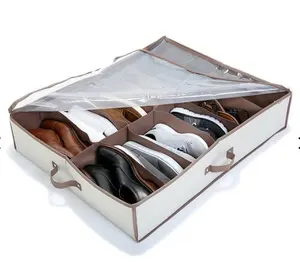 12 Compartment Shoe Storage Organizer Space Saving Fabric Underbed Clear Shoe Organizer under underbed storage