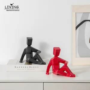 Venda quente de acessórios de decoração de casa de estilo artístico exclusivo, escultura de pensador abstrato, decoração de cerâmica para casa