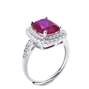 Exquisite Women's S925 Sterling Silver Rhodium Plated Classic Ruby <b>Wedding</b> <b>Ring</b> - Product Image 2