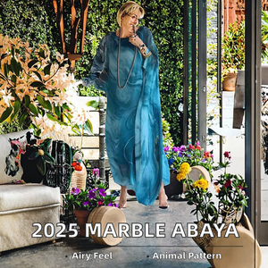 Robe Abaya décontractée et élégante pour femme, collection Printemps-Été 2025, en polyester respirant, imprimé animal, manches longues, longueur cheville, coupe ample - Product Image 2