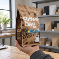Sachet en papier kraft imprimé sur mesure avec soufflet latéral et fermeture éclair refermable pour l'emballage de café en grains entiers – Artisan Roastery