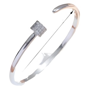 Fashion <b>Bangle</b> Gold And White <b>Copper</b> Alloy Micro Insert Geometric Women's Jewelry Gift - Product Image 5