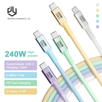 Câble de charge rapide USB C 240W 6.6FT PD 3.1 E-Marker tressé Type C Compatible iPhone 15 pour Samsung MacBook Pro IPad-IOS Câble