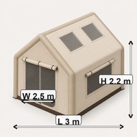 Tente de camping gonflable 3x2,5x2,2m, double entrée, 2 fenêtres en PVC, toile Oxford 420D imperméable, tente pneumatique 7,5 ㎡   Glamping familial, camping familial de grande taille