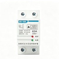 Protecteur de surtension et de sous-tension réglable sur rail DIN 2P AC220V/230V 63A avec double affichage numérique et protection contre les surintensités