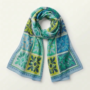 Floral <b>Scarf</b> Women Summer Beach Cover Up 190cmx95cm Multi-functional <b>Wrap</b> Shawl 100% Cotton - Product Image 5