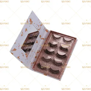 Brown colored false eyelashes 3d faux mink lashes bulk mini half lashes private label packaging box