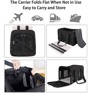 Bolsa de viaje de cara suave para mascotas, estuche de transporte plegable para perros, apto para gatos con ventanas de malla y forro polar, aprobado por la línea aérea - Product Image 5