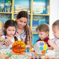 Kit de peinture DIY pour enfants, ballon de football à peindre soi-même, 6 pièces par ensemble, matériau PU avec pompe, emballé dans une boîte colorée, pour activité DIY des enfants