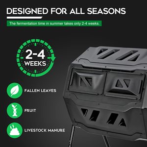 Poubelle roulante de jardin de 43 gallons Tumbler Waste Tumbling <span class=keywords><strong>Compost</strong></span> Barrel BPA Free Gardening Tool Composter with Metal Stand - Product Image 3