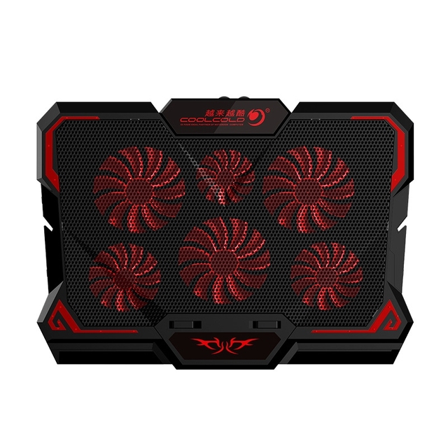 High Quality 17inch Gaming Laptop Cooler Six Fan Two USB Port 2600RPM Laptop Cooling Pad Laptop Stand