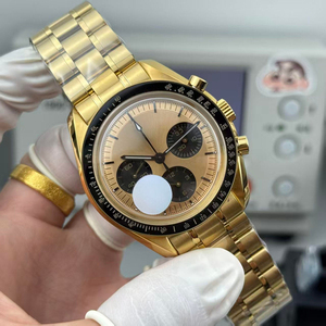Top Luxury Golden Stainless Steel <b>Case</b> Three-Eye Chronograph Automatic Winding Waterproof Men's Mechanical <b>Watch</b> - Product Image 3