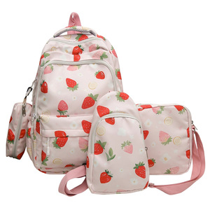 Sac à dos décontracté à imprimé <span class=keywords><strong>fraise</strong></span> de grande capacité à la mode nouveau dessin animé d'étudiant de lycée primaire - Product Image 6