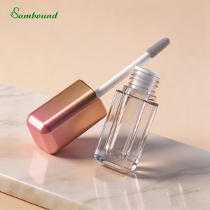 Custom Square Lip Gloss <b>Bottle</b> 5/6/7ml with Large Applicator Electroplated Gradient <b>Pink</b> Lip Serum Container - Product Image 5