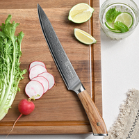 Couteau à découper en acier Damas VG10 de 8 pouces, couteau à découper la viande, ultra-affûté avec manche en bois d'olivier, couteau de cuisine professionnel