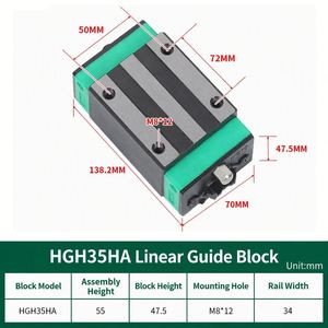 Bloc de glissière linéaire HGH HGW 15 20 25 30 CC CA à quatre voies, charge égale, haute rigidité - Product Image 1