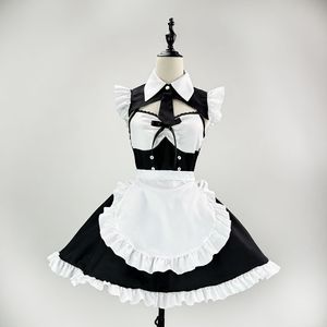 Lolita Maid Dress Black White Tie Apron Cosplay Costume Performance Wear for Women - Product Image 1