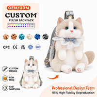 Sac à dos personnalisé en peluche motif renard, broderie logo animal de dessin animé, sac à dos mignon en peluche