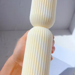 ज्यामितीय सार सजावटी धारीदार सोया मोम मोल्ड काटने का निशानवाला सौंदर्य मोड़ सिलिकॉन ढालना बेलनाकार लंबा स्तंभ मोमबत्ती Molds