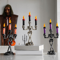 Offre Spéciale : Ensemble de Porte-Bougies Squelette Effrayant, Statues d'Os Horribles, Bougies LED Vintage, Décoration de Table d'Halloween
