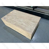 Table basse rectangulaire en travertin naturel massif poli pour salon, bureau, intérieur, meubles de maison