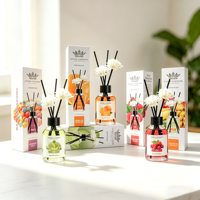 Diffuseur d'huiles essentielles aromatiques de luxe 120 ml, forme florale DIY, avec bouteille en verre céramique et bois à longue durée de vie