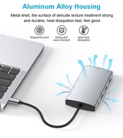 Base de Conexión USB-C de 9 Puertos de Aleación de Aluminio OEM para Ethernet 2.0, USB 3.1 de 100W PD, HDTV 4K60Hz para Computadoras Mac/Windows/Linux