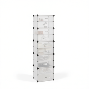 Étagère à chaussures Homebase en plastique PP transparent, acier, 60,4 pouces de hauteur, empilable, pour garage, cinq niveaux, design minimaliste - Product Image 1